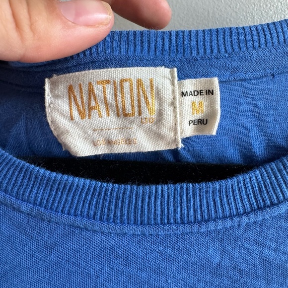 Nation LTD Elliot Fused Ruffle Dress Blue Pima Cotton Midi Boho Luxe M Coquette - Picture 4 of 6